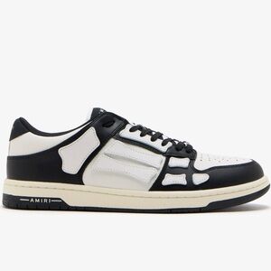 Amiri Black Skeleton Low Top Black Leather Sneakers Size 44